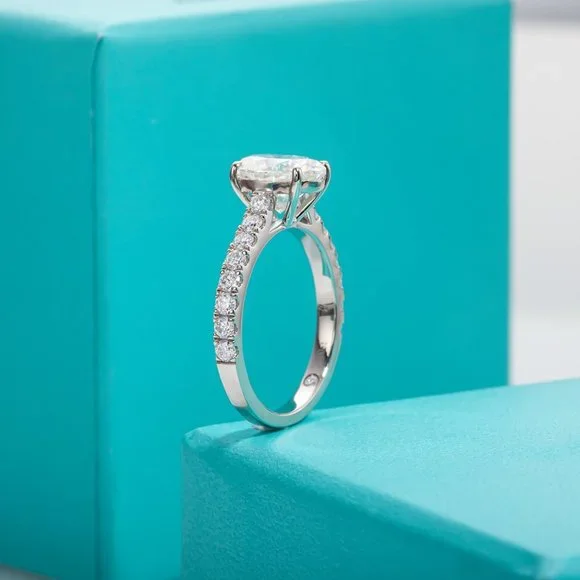 Certified 2.48ct. t.w. Moissanite Diamond Oval Engagement Ring NEW - Picture 4 of 16